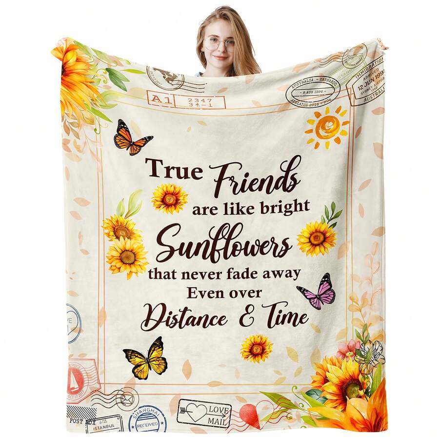 To My Sister,Super Soft Flannel Printed Blanket,As Birthday Gifts, Family, Wedding, Souvenir Blankets, Polyester Blankets Suitable For All Seasons, Washable, Machine Washable, Lightweight, Breathable, Comfortable, Warm, Unique, 280gsm For Him, Her Personalized Ideal Gifts For Her,Perfect Nap, Camping, Travel, Home, Daily Life, Office Decoration, Birthday, Anniversary, Valentine's Day, Thanksgiving, Christmas, Halloween, Wedding, New Year Gifts ,Sofa,Bed,Car,Bedroom,Living Room,Office,  Outdoor Camping, Beach,Wall Decoration - 多色13 - 查看 1