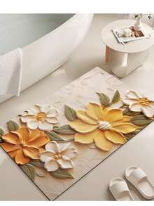 1/3 Stück rutschfeste, saugfähige Badezimmermatte, Silikonmatte, Retro-Muster Badezimmer, U-förmige Toilettenvorlage, saugfähige Fußmatte für das Waschbecken, 2,5 mm Dicke Weihnachtsdekoration Küchenteppich