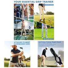 Grip Trainer, Club Grip Trainer Right Hand, Grip Swing Training Aid Golfer Proper Hand Position, Attaches To Most Handles - 黑色 - 查看 1