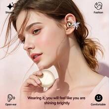 NEW SENYANG 全新 SENYANG 无线开放式耳机，2025 OWS 夹式耳机，蝴蝶耳环耳机，纯立体声，适合运动/户外和多场景，无线耳机，夹式耳机，旅行耳机，时尚耳机，礼物，女孩和女士的节日礼物，运动耳机，旅行无线耳机，立体声耳机，时尚美学，万圣节礼物 - 耳機帶耳飾款 - 查看 4