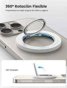 Lamicall Anillo Celular para mag, Anillo Magnetico Stand Ring Holder, Agarre Celular, Soporte para mag Accesorios, para 17 16 15 14 13 Serie, para mag Funda, - BLANCO - Ver 5