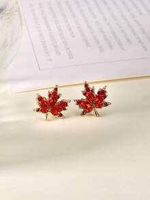 1 Pair Autumn Maple Leaf Vintage Red Elegant Earrings, Sophisticated Design For Daily Wear