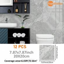 12pcs 7.87x7.87/11.81x11.81inch Marble Texture Peel And Stick Wall Decals, Thick Vinyl Waterproof And Washable Wall Stickers For Living Room, Study, Kitchen, Bathroom, Bedroom Home Decor