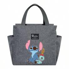 Adorable bolsa de almuerzo aislada con diseño de Stitch - Portador térmico de alimentos de doble bolsillo con grueso papel de aluminio, mantiene las comidas calientes para la escuela, de vuelta a la escuela, útiles escolares, oficina y actividades al aire libre | Colección
