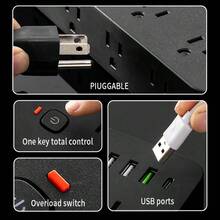 Surge Protector Power Strip, 4.9-Foot Power Cord, Flat Plug Extension Cord With USB C, 14 Wide-Spaced Sockets, 32W Fast Charging 3.0 And USB C Power Supply - 美規B型插(110-127V) - 查看 9