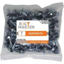 Bolsa con Piezas de Tornillos Pija Hexagonal Punta de Broca 14x 1u201D con Rondana de Neopreno, Galvanizado, Autoperforante y Anticorrosin. para Lmina de Aluminio y Techos Metlicos. - plata - Ver 4