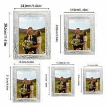 1pc Elegant Silver-Tone Textured Picture Frame, Displays 3.5x5", 4x6", 5x7", 6x8", 8x10" Photos, Suitable For Displaying Family, Outdoor Moments (Photo Paper Included)