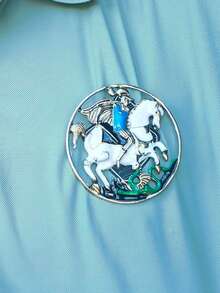 1pc Alloy Ancient Roman Knight Badge, 6.5cm/2.56in, Brooch For Men And Women, Creative Cultural Gift