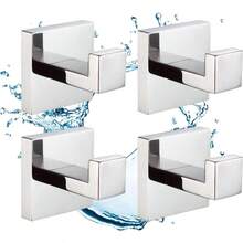 4 PCS Towel Hooks For Bathroom Wall Hook Coat Hook Robe Hanger Holder Heavy Duty Wall Mounted Square Bath Hook /SUS304 Stainl Steel