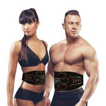 新款EMS肌肉训练腰带，带按摩功能 - 辅助减脂训练，USB充电，尺寸可调节，适合核心肌群和稳定性训练，黑色，耐用健身配件，时尚设计，理想的情人节礼物 - 2025款30檔按摩-橘色 - 查看 3