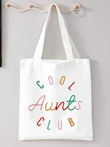 1 pieza Bolsa de tela con texto gráfico colorido y estilo cool, bolsa ligera para compras diarias, ir a la biblioteca, fiestas, esencial para la escuela y viajes