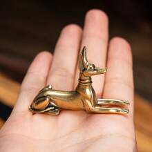 1pc Vintage Brass Egyptian Pharaoh Hound Statue - Exquisite Decorative Art Piece Home, Office, Or Cafe, Bookshelves, Living Rooms, And Desktops, Room Decor - 法老王獵犬 - 查看 5