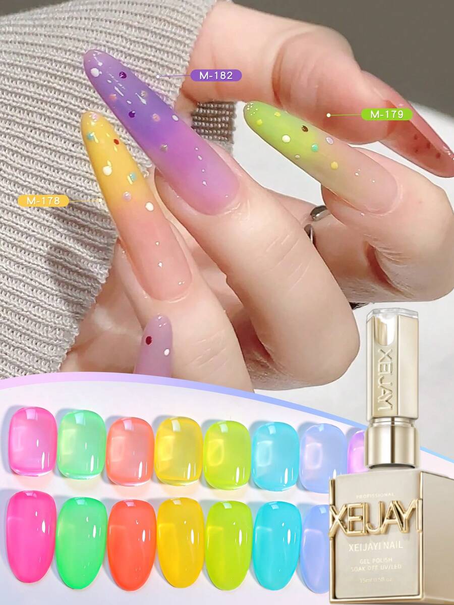 XEIJAYI Frame Bottle Glass Sugar Paper -- Popular Nail Art Colorful Candy 1pc Gel Polish Fashion LED Glossy Nail Art Salon Women'S Nail Art Tools Fashion Solid Color Gel Salon Solid Color Art - 彩色 - 查看 1