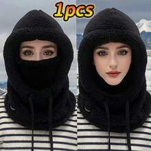 Upgraded Thick Winter Plush Face Mask Hat - Windproof Ear Flaps, With Elastic Drawstring Closure, Lightweight And Warm, Adjustable Neck, With Drawstring, Ideal For Cold Weather, Hand Washable Or Dry Cleanable, Winter Accessory, Suitable For Cycling, Skiing And Outdoor Sports, Available In 2 Colors, Suitable For Mother's Day - Multicolor - View 15