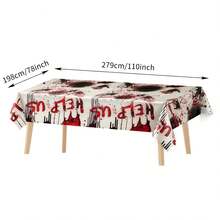 1pc Bloody Halloween Party Disposable Tablecloth, 110*78 Inch Plastic Backdrop Tablecloth For Gothic Birthday Party Decorations, Wipe Clean, Ideal For Halloween, Day Of The Dead Holiday Decor - Multicolor - View 2