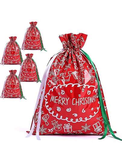 1 pieza Bolsas grandes de Navidad, 39 * 51cm Bolsas con cordón para regalos de Navidad, hechas de plástico resistente con una construcción sólida y un diseño festivo. Sirven para múltiples propósitos: perfectas para decoraciones de fiestas de Navidad, bolsas grandes para regalos de Navidad, bolsas de calendario de adviento, bolsas para regalos.