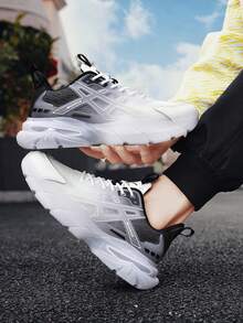 WARRIOR Casual Men's Shoes, Comfortable & Versatile Slip-On, Contrast Color Flat Casual Walking Sneakers, Lace-Up Soft Bottom Casual Shoes, Low-Top Outdoor Flat Shoes, Round Toe Low Heel Non-Slip Solid Color Soft Bottom Hiking Shoes, Men's Low-Top Leather Sports Skateboard Shoes