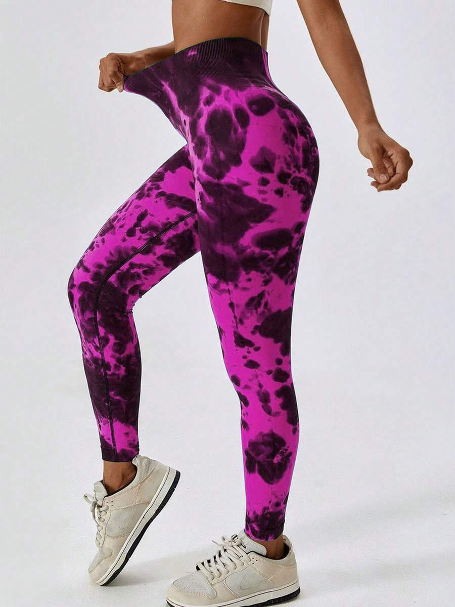 Women Sports Leggings - 玫紅色 - 查看 1