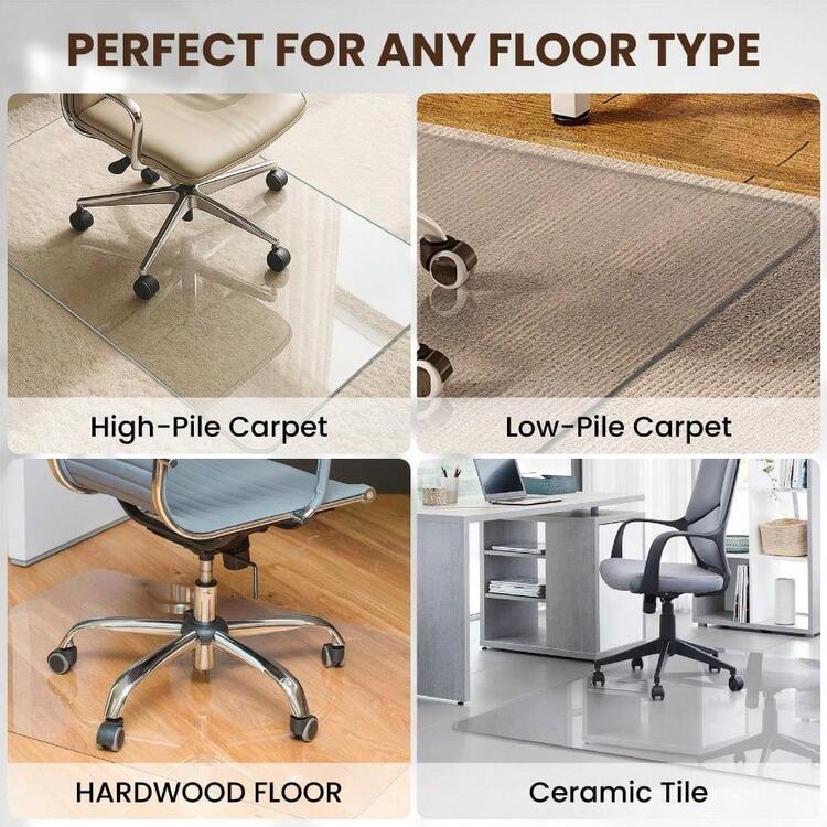 HeavyDuty Tempered Glass Chair Mat 31 X 48 Inch Large Office Floor Mat For Carpet Or Hardwood Floors 1/5 Thick With 12 AntiSlip Pads - 無色 - 查看 7