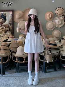 2025 New French Autumn Bestseller White Embroidered Casual A-Line Slip Dress For Women