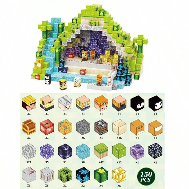 Magnetic Building Blocks Set With Christmas, Halloween, Castle, And Mining Town Themes, Suitable For Children, STEM Sensory Toys, Classroom And Gifts For Boys And Girls, Random Colors - Multicolor - View 9