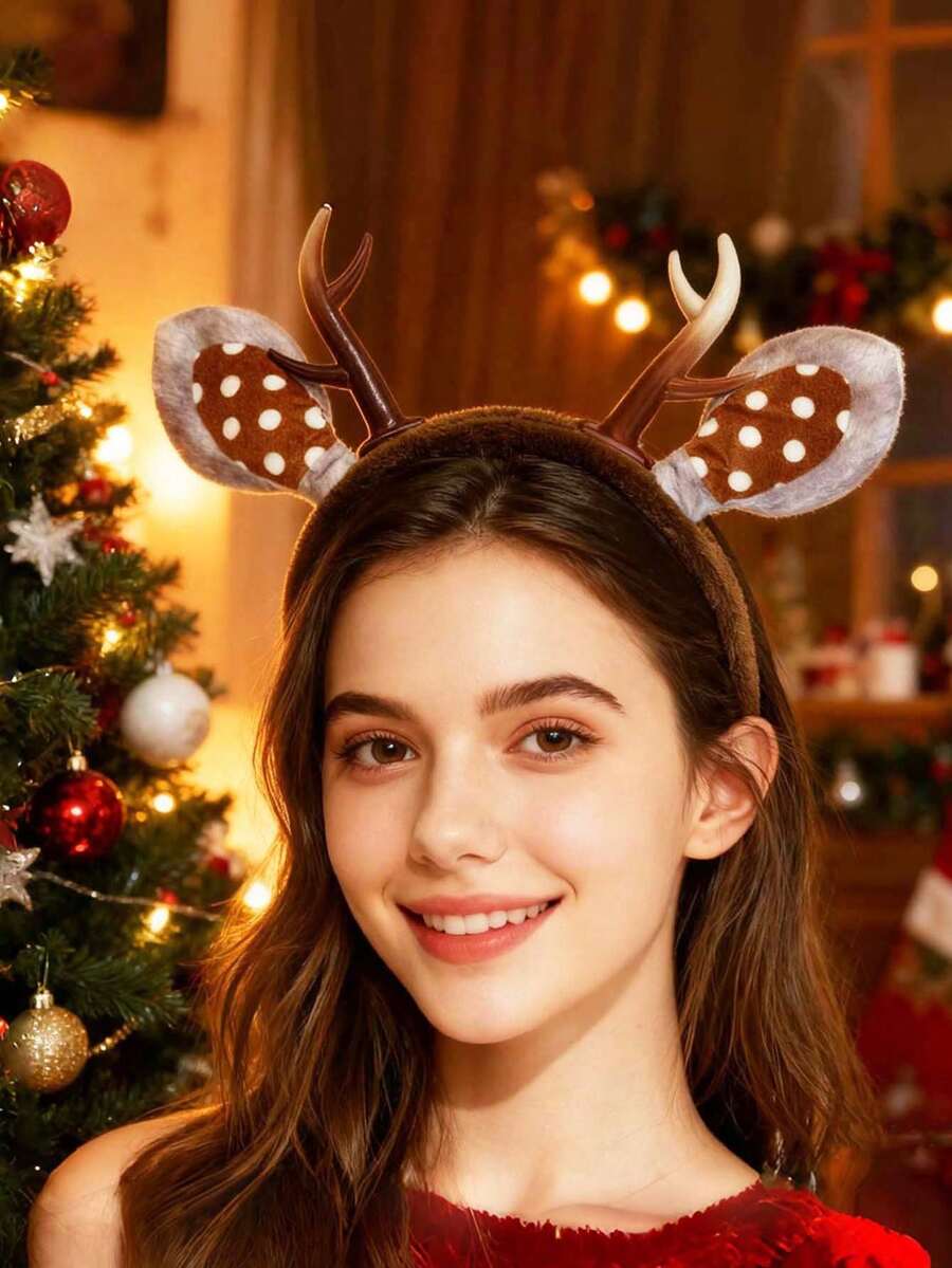 1 Stück Weihnachts-Geweihkopfband, süßes Hirschhorn Haaraccessoire, süßer Weihnachts-Mori-Stil Haarclip, lustige Haardekoration, Haarband für Frauen, Herbstoutfits, Haarreifen, Weihnachtsdekoration Zuhause Feiertags-Grundbedarf, braunes Elchgeweih-Kopfband
