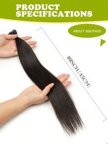 I-Tip Hair Extensions, Human Hair, I-Tip Hair Extensions - Invisible, Pre-Bonded Straight Fusion Hair Extensions, Unisex, I-Tip Hair Extensions, Human Hair Extensions, 1B Natural Black Straight Hair, I-Tip Keratin Hair Extensions, Invisible - Multicolor - View 7