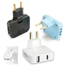 adaptador de tomada com portas USB e USB-C, geralmente usado para carregar dispositivos eletrônicos. - Multicolorido - Visão 6