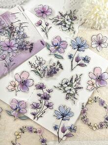 20pcs/Pack Vintage Floral Rose Plant PET Stickers, Scrapbooking DIY Decorative Stickers For Planner, Album - Multicolor - View 1