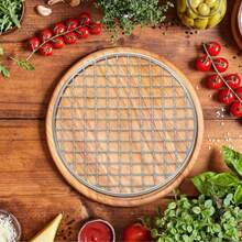 圆形烧烤网架轻质不锈钢烹饪架适用于户外烧烤便携式烧烤网适用于篝火烹饪各种食物