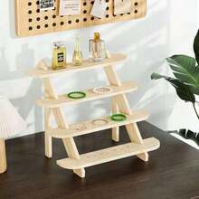 BYCY 4 Tier Wooden Display Riser For Tabletop Shows & Home, Earring & Ring Holder, Cupcake Stand Organizer Showcase (4 Tier)