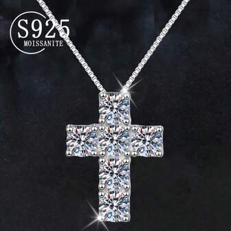 A 925 Silver Moissanite Necklace With A Super Shiny Pendant Necklace, Perfect For Autumn And Winter Holiday Gifts, Men To Women Or Couples Necklaces, Suitable For Banquets, Parties, Weddings, Proposals, Christmas, Thanksgiving, Halloween, Valentine's Day, Back-To-School Season, Wedding Season, Birthdays, Anniversaries, Holidays, New Year Gifts, With Gift Boxes