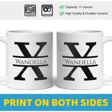 Personalized Monogram Coffee Mug, Initial Letter M Customized For Women Men Girls Boys Dads Moms Friends, Taza De Café Personalizada Con Monograma, Letra Inicial Black Handle Mug Letter M 11oz - 初始X - 查看 4