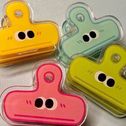 5 Random Color Acrylic Clips Ins Style Funny Expression Cartoon Eyes Cute Office Notebook Clips Simple Transparent Test Paper Clips, Suitable For Office And Classroom Supplies, Teenagers Adult Home Office Family Education Classroom Writing Writing Special Universal, Holiday Stationery Gift Gifts, Classroom Supplies, Valentine's Day Gifts For , Stationery, Back To School