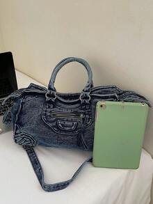 حقيبة كتف كاجوال بطراز Y2K عصري، حقيبة يد عملية وواسعة مناسبة للتنقل والتسوق والسفر والعودة إلى المدرسة، تصميم فريد من نوعه، حقيبة كتف كاجوال بلمسة عتيقة