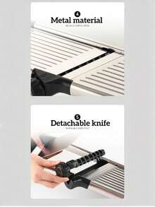 Trancheuse à légumes réglable en acier inoxydable, trancheuse à légumes manuelle avec lames multifonctions, gants résistants aux coupures, ustensiles de cuisine sûrs, accessoires de cuisine manuels, convient pour trancher les fruits, oignons, pommes de terre, légumes, etc., convient pour les cuisines, les restaurants commerciaux et les accessoires de cuisine