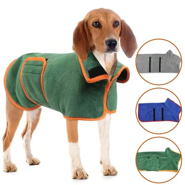 Pet Bathrobe, Microfiber Dog Body Towel, Highly Absorbent Quick Dry Dog Bath Robe Hooded Dog Towel, Soft Dog Bath Robe Towel With Adjustable Collar And Waist