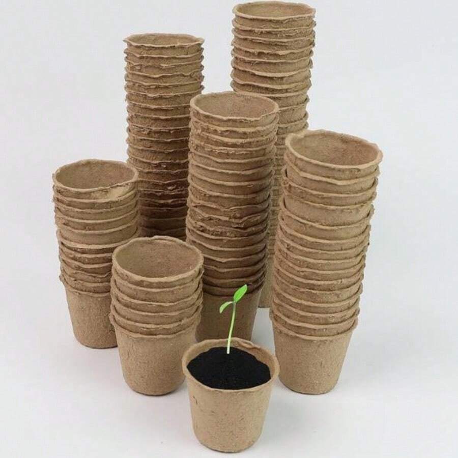 Seed Trays 96 Pcs 8 Cm Paper Cups Plant Pots Seed Round Seedling Pots For Growing Vegetables,Herb, Flower - 預設 - 查看 1