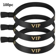 100pcs/10pcs Identification Wristbands, Event Party Wedding Bracelets, Bar Party Race Woven Labels, VIP Check-In Woven Labels, Wristbands, Sports Wristbands, VIP Wristbands, Party Wristbands, Fabric Wristbands, Event Armbands, Music Festival Exhibition Holiday Supplies, Black And Gold VIP Wristbands, Event Party Bracelets, Wedding Holiday, Christmas, Halloween Identification Wristbands - Multicolor - View 18