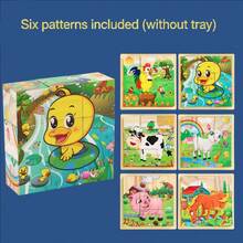 9pcs 3D Cartoon Puzzle Blocks, 6-Sided Colorful Painted Early Educational Toy For Kids, Boys & Girls, Suitable For Halloween, Christmas, Party Favors (Tray Not Included)