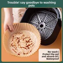 50/100/PCS   Air Fryer Liners, Natural Brown Parchment Paper,   For Baking, Cooking, Microwavable, Pre-Cut Round & Square Design,  Cooking Lifestyle - Kaki-16*4.5CM - Xem 1