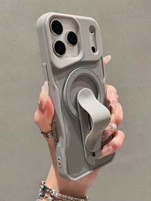 Luxury Folding Ring Holder Magnetic Bracket Phone Case Compatible With IPhone 17ProMax 17Pro 17Air 17 16 15 14 13 12 Pro Max Support Magnetic Wireless Charging Shockproof Bumper Cover - Grey - View 5