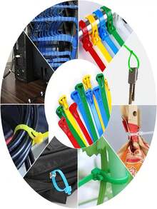 50PCS Reusable Self-Locking Plastic Nylon Cable Ties: Mixed Color Style Secure Fastening, Multiple Color Mixing Combinations, Ribbed Design Is Durable And Flexible, Suitable For Indoor And Outdoor Use - Suitable For Electrical, Gardening, Office, DIY Projects - Space-Saving Cable Tie, Cable Management, Secure Fixation, Durable Plastic Material - Multicolor - View 9