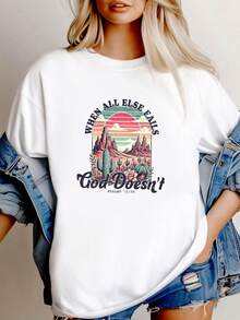 180g pure Cotton Christian Shirt, Western Shirt, Desert Shirt, God Shirt, Country Shirt, Cowgirl Shirt, Jesus Shirt, Religious Shirt, Bible Shirt Faith Shirt fashion Soft Unisex Casual Comfortable Breathable designer clothes Top For Everyday Wear female Stretched - Blanco - Ver 1