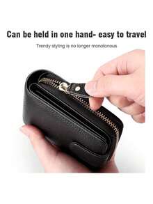 Tarjetero Tipo Cartera, Moderno Y Sencillo, Multiusos, Para - Marrón - Ver 7