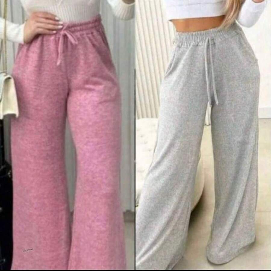 Kit 2 Women's Lanzinha Pants Winter Fashion Pantalona 2025 - 粉紅灰 - 查看 1