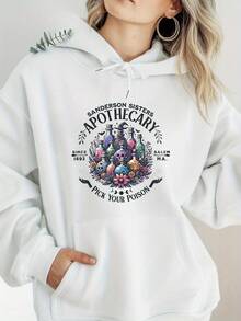 Sudadera con Capucha de la Bruja Salem 1692 para Mujer - Edición Limitada Estampado Wicca y Pociones, Diseño Casual Holgudo Emblema Sombrero de Bruja, Abrigo Primavera/Otoño Ideal como Disfraz Halloween o Conjunto Coven, Ropa de Otoño para Mujeres, Ropa, Suéter, Sudadera de Acción de Gracias, Sudaderas con Capucha de Halloween para Mujer, Disfraz de Halloween para Mujer, Sudadera Espeluznante, Suéteres de Halloween para Mujeres, Ropa de Otoño para Mujer - blanco - Ver 1