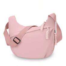 1 Stück Damen Mode Umhängetasche, ultraleicht gewebt mit Reißverschluss, große Kapazität, für Pendeln & Lässig, mehrlagig, Umhängetasche, Schule, einfarbig, minimalistisch, vielseitig, unisex