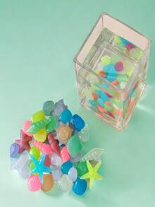 50/100/200pcs Mini Glow-In-The-Dark Resin Aquarium Decorative Stones, Ocean Elements, Beach Party, Compact High-Brightness Multicolor Fish Tank Landscape Lighting Stones, Long-Lasting Luminous Stones, Christmas Gift, Suitable For Various Environments