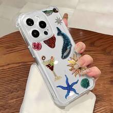 Qué colección de arte vibrante Qué funda de teléfono Compatible con fundas de teléfono   17  16 Pro Max  15 Pro Max  13 y  12 Hecho de material de TPU, brinda protección contra golpes y caídas Regalo perfecto para familiares, amigos, aventuras de verano y amantes del océano - transparente - Ver 6